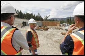 Crews install concrete forms for the Duteau Creek treatment facility - Whitevale Road, Lumby