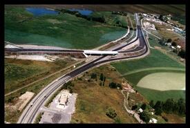 Aerial view of the new Hwy. 97 overpass, north of Vernon, still delayed from opening
