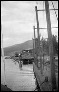 Barge approaching dock, Okanagan Centre