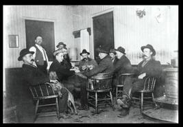 Men playing cards at Wallace Hotel in Princeton
