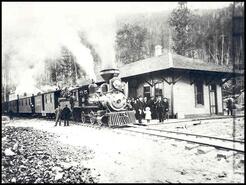 First passenger train on the Columbia & Western Railway at Trail Creek station