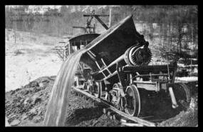 Dumping slag at B.C. Copper Co. smelter, Greenwood