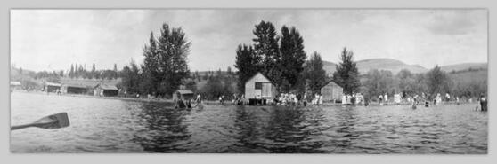 Swimming at Sunday school picnic at Long Lake