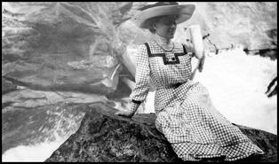 Woman at picnic at Shuswap Falls