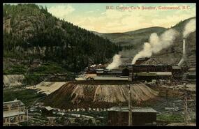 Postcard of B.C. Copper Co's. smelter, Greenwood, B.C.