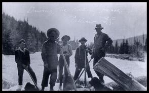 Driving Columbia River Lumber Company logs on the Kicking Horse River
