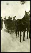 Group in horse drawn sleigh