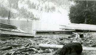 From the beach at Slocan City showing the beginnings of the Silverton/Slocan highway