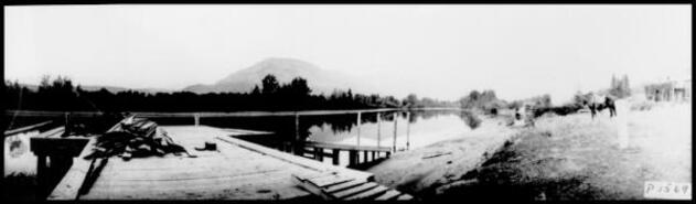 Panoranic view of Spillimacheen dock for riverboats