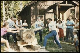 Log sawing contest at Seymour Arm Fall Fair, 1995