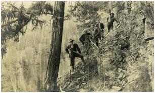 C.P.R. surveyor tour crew on the trail from Aspen Grove