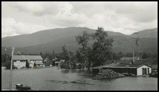 View of 1948 Sicamous flood from C.P.R. bridge walkway