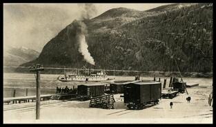 S.S. Slocan at Slocan City breaking up ice on the lake