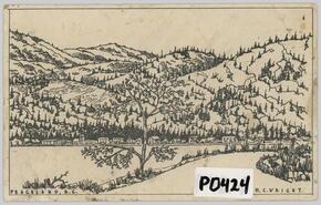 Sketch of Peachland from postcard