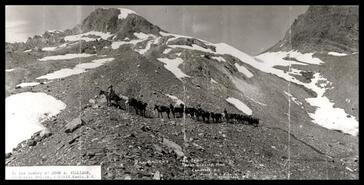 Bill Bailey's pack train near Teddy Glacier Mine, Camborne, B.C.