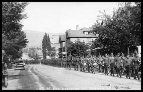 172nd Canadian Mounted Rifles (C.M.R.) arriving at Vernon