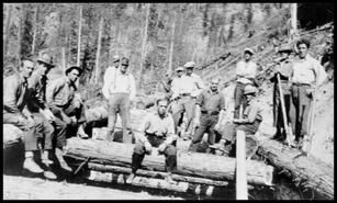 Sid Webber and Harley Jacobs with Big Bend highway logging crew