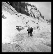 Clearing snow slide in Rogers Pass
