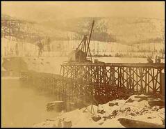 Construction of first Trail bridge