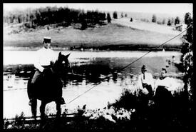 John David McGuire, Art Ritchie and Agnes McGuire at little lake, now known as McGuire Lake