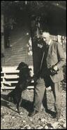 B.G. Hamilton with dog at his home in Invermere