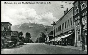 Postcard of Mackenzie Avenue and Mount Macpherson, Revelstoke