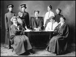 Young women conducting a mock trial
