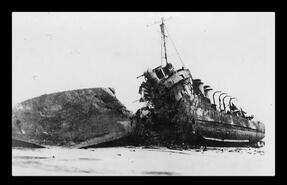 Abandoned ship after raid in Dieppe