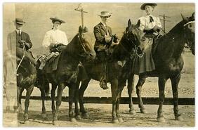 Postcard of group on horseback