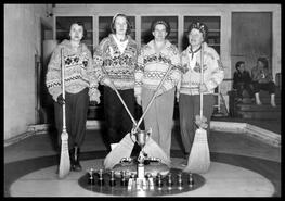 Vernon Ladies Curling Club team with trophies