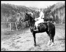 Frank Nicholson on horse named 'Beaver Dam'