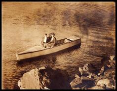 Harry and Hessie Meggitt and Ethel Ehmke in a boat on a lake