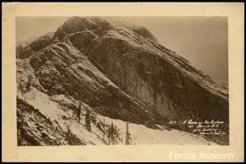 "A peak in the Rockies near Fernie, B.C."
