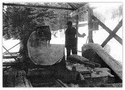 Log quarter sawn at Cade Sawmill, Burr Mountain