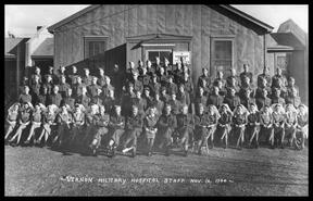Vernon Military Hospital staff in front of the hospital