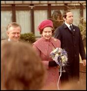 Queen Elizabeth II with Vernon dignitaries during "the Queen's visit to Vernon's 90th birthday"