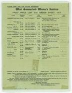 West Summerland Women's Institute Fruit Price List and Order Sheet. 1917