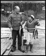 Mitchell Sharp and a young friend fishing