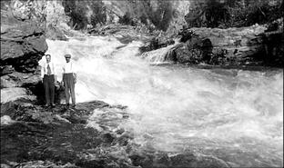 Two unidentified men at Shuswap Falls