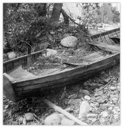 Jim Mortimer's boat wrecked during flood in Silverton