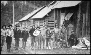 Workers at Trinity Valley logging camp