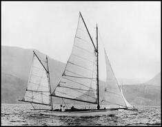 Gaff-rigged racing ketch owned by T.W. Stirling on Okanagan Lake