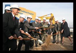 Premier Gordon Campbell in group breaking ground at Vernon Jubilee Hospital's new patient care tower