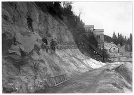 Working on road south of Kaslo at the site of Kootenay Florence Mill