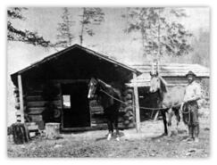 Louis Bosshart and horses at first cabin