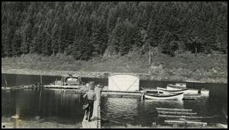 Pete Martins on dock in Sicamous Narrows