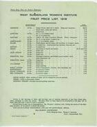 West Summerland Women's Institute Fruit Price List. 1918