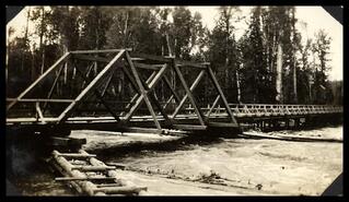 Bridge over Goat River on the Creston Flats during high water