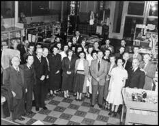 Company Store staff inside store, taken shortly before business was formally transferred to the Hudson's Bay Company