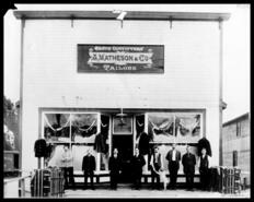 Group in front of A. Matheson & Co. tailor shop